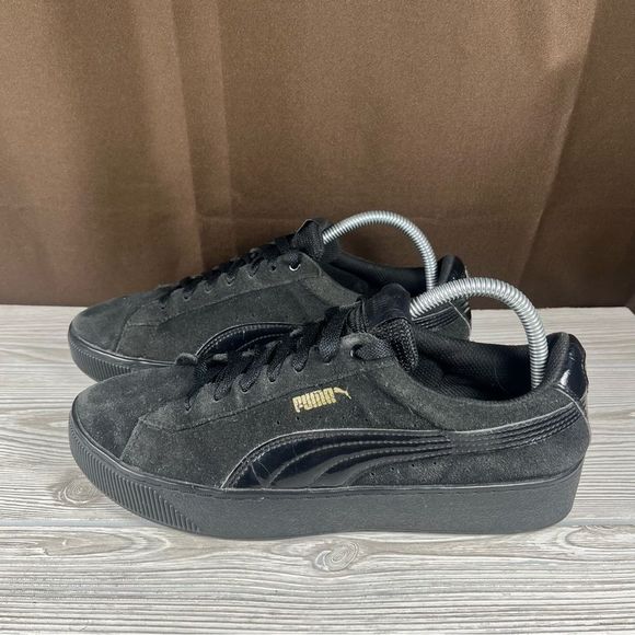 Puma Vikky Platform Black Suede Sneaker Casual Shoe Womens 10 - Picture 3 of 9
